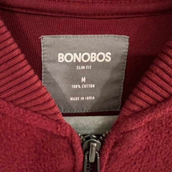BONOBOS 100% Cotton Red Sweater Full-Zip M - Picture 3 of 3